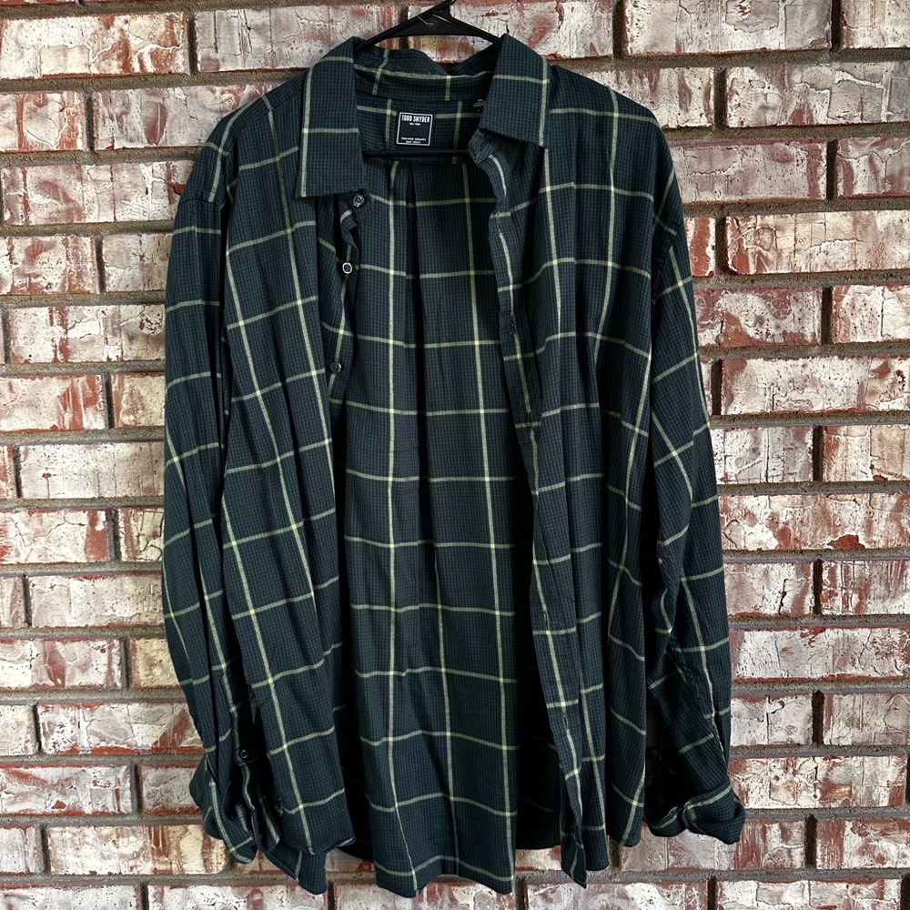 Todd Snyder Dark Alpine Windowpane Lightweight Flannel Shirt